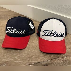 NWT 2 Titleist mesh USA flag tour cap